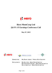 Hero MotoCorp Ltd Q4 FY-15 Earnings Conference Call May 07, 2015