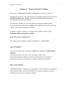 Chapter 13 - Sources of Genetic Variation