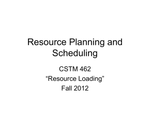 Resource Planning and Scheduling