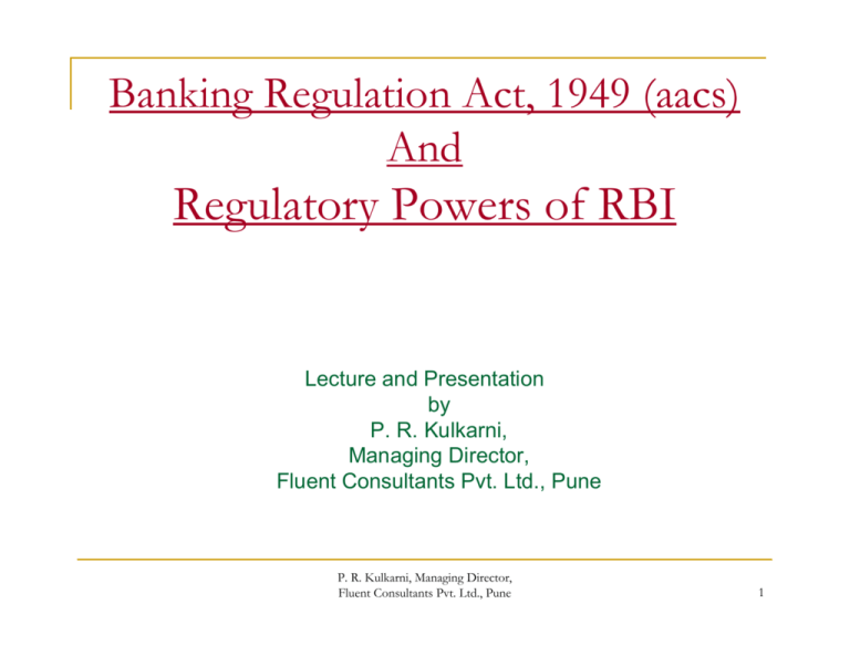 Regulatory Powers Of RBI