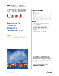 CITIZENSHIP - Applying for a Permanent Resident Card (PR Card)