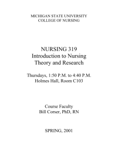 NURSING 319 Introduction to Nursing Theory and Research