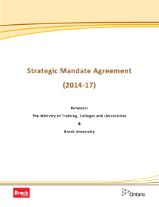 Strategic Mandate Agreement - Ministry of Training, Colleges and