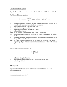 8.3.2.3 Constants and symbols Equation for emf Response of Ion
