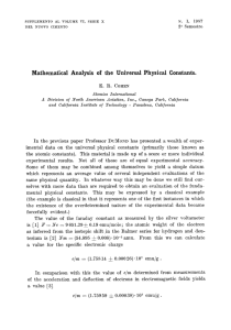 Mathematical Analysis of the Universal Physical Constants. - IME-USP