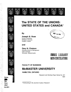The STATE OF THE UNIONS: UNITED STATES and CANADA