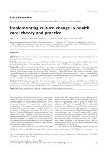 Implementing culture change in health care: theory and practice