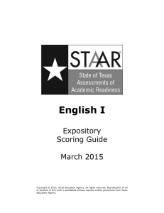 2015 STAAR English I Expository Scoring Guide