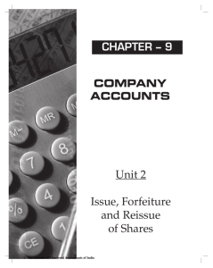 Unit 2 Issue, Forfeiture and Reissue of Shares