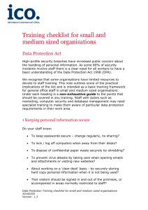 ICO lo Training checklist for small and medium sized organisations