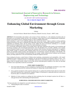 Enhancing Global Environment through Green Marketing