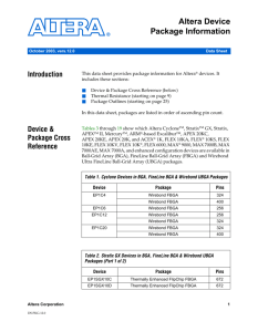 Altera Device Package Data Sheet