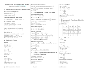 Additional Mathematics Notes