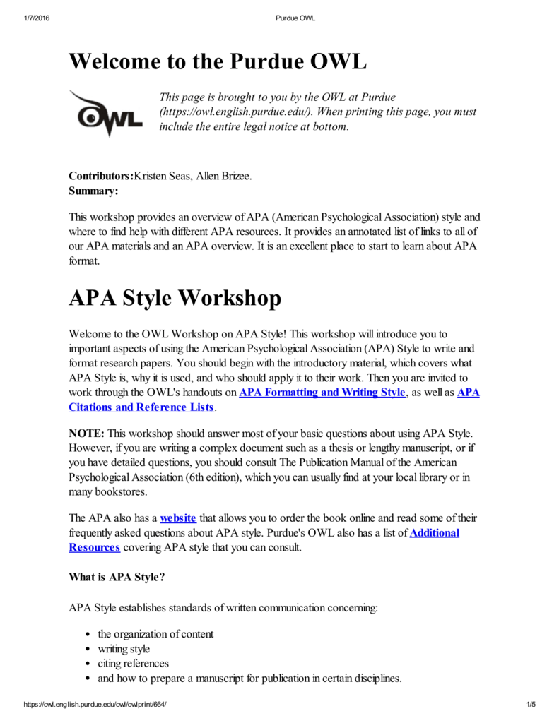 Owl Purdue / Owl purdue online writing lab - College Homework Help and ...