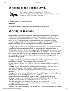 Welcome to the Purdue OWL Writing Transitions