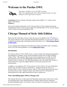 Welcome to the Purdue OWL Chicago Manual of Style 16th Edition