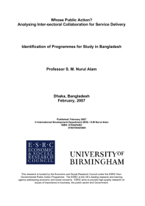 Identification of Programmes for Study in