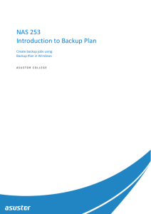 NAS 253 Introduction to Backup Plan