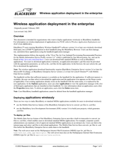 Wireless Application Deployment in the Enterprise