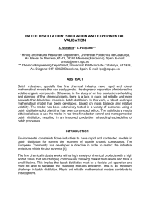 batch distillation: simulation and experimental validation