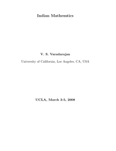 Indian Mathemtics - UCLA Department of Mathematics