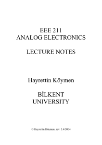EEE 211 ANALOG ELECTRONICS LECTURE NOTES Hayrettin