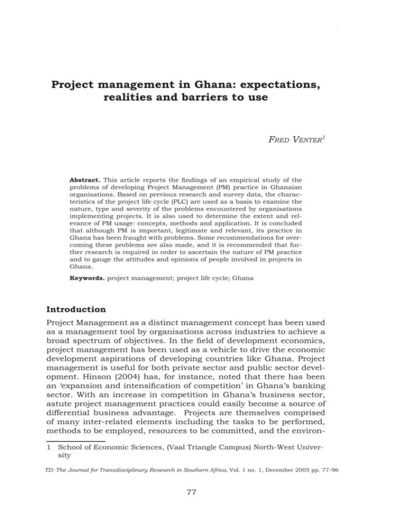 phd in project management in ghana
