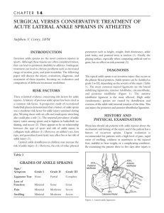 surgical verses conservative treatment of acute lateral ankle sprains