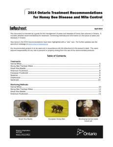 2014 Ontario Treatment Recommendations for Honey Bee Disease