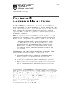 Cisco Systems (B) - Maintaining an Edge in E-Business