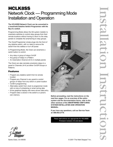 Programming Mode Installation and Operation