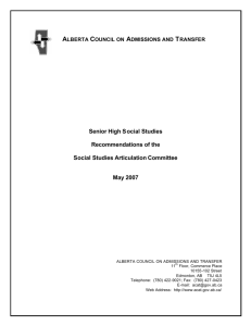 Social Studies Articulation Committee Final Report