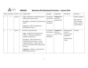 HMI204 Business & Professional Practice – Course Plan