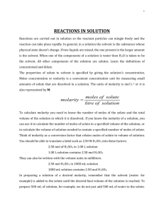 REACTIONS IN SOLUTION