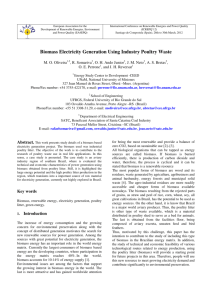 Biomass Electricity Generation Using Industry Poultry Waste