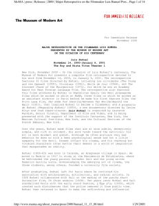 Page 1 of 14 MoMA | press | Releases | 2000 | Major Retrospective