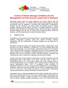 Control of Potato Storage Conditions for the Management of Post