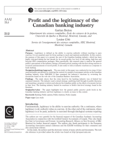 Profit and the legitimacy of the Canadian banking industry