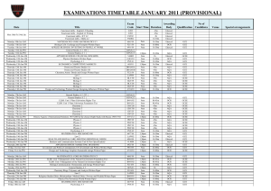 examinations timetable january 2011 (provisional)