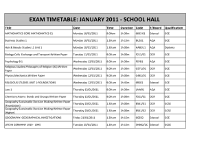 exam timetable: january 2011 - school hall