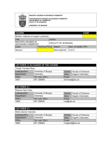 COURSE CODE Modern methods of organic synthesis Title Centre