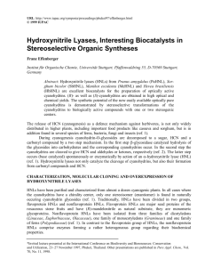 Hydroxynitrile Lyases, Interesting Biocatalysts in Stereoselective