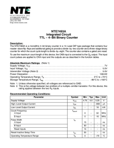 NTE7493A Integrated Circuit TTL − 4−Bit Binary Counter