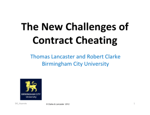 The New Challenges of Contract Cheating