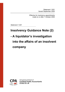 1.601 Insolvency Guidance Note (2) – A liquidator's investigation