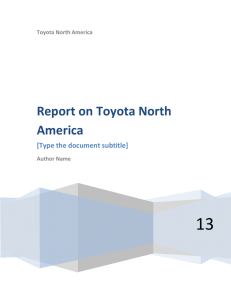 Report on Toyota North America