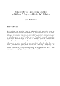 Solutions to the Problems in Calculus by William E. Boyce and