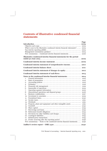Contents of illustrative condensed financial statements