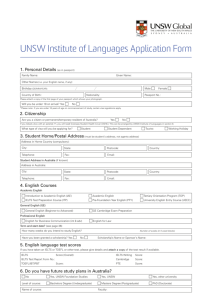 UNSW Institute of Languages Application Form