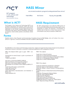 HASS Minor - MIT Program in Art, Culture and Technology